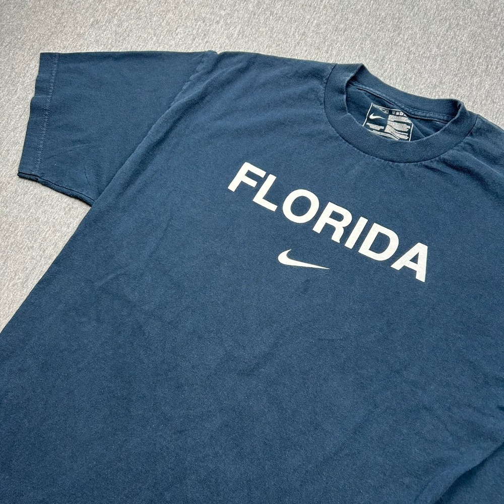 Vintage Nike Center Swoosh Florida Short Sleeve Tshirt Unisex Large Blue College